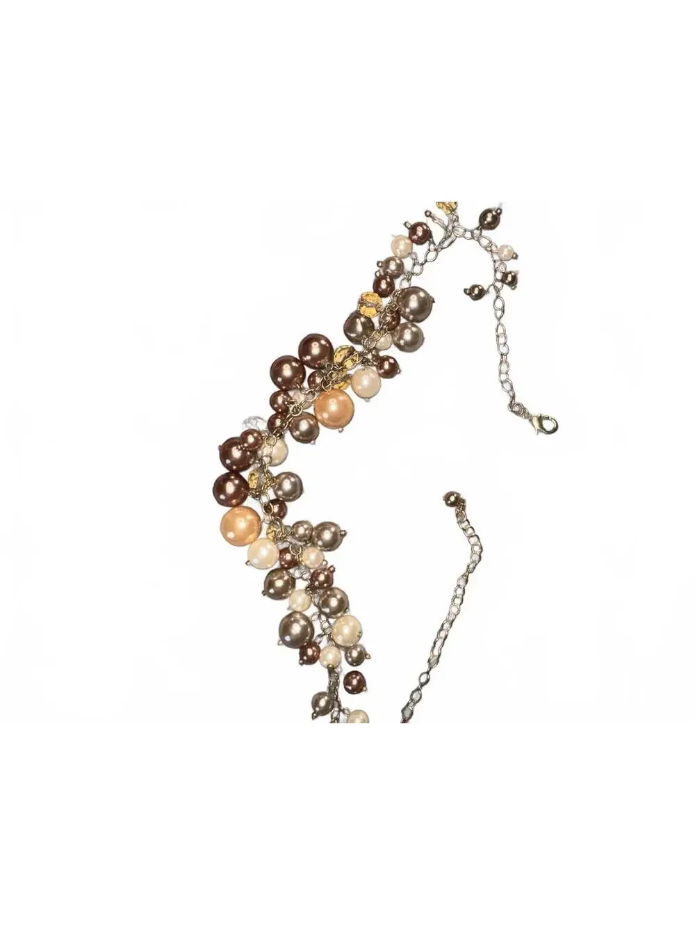 Multi-Color Pearl Cluster Statement Necklace with Adjustable Chain